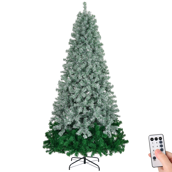 7.5 FT Gradient Design Pre-lit Artificial Christmas Tree, Hinged Xmas Pine Tree with 1200 Branch Tips, 300 Lights and Remote Control for Holiday Party Office Home, Green