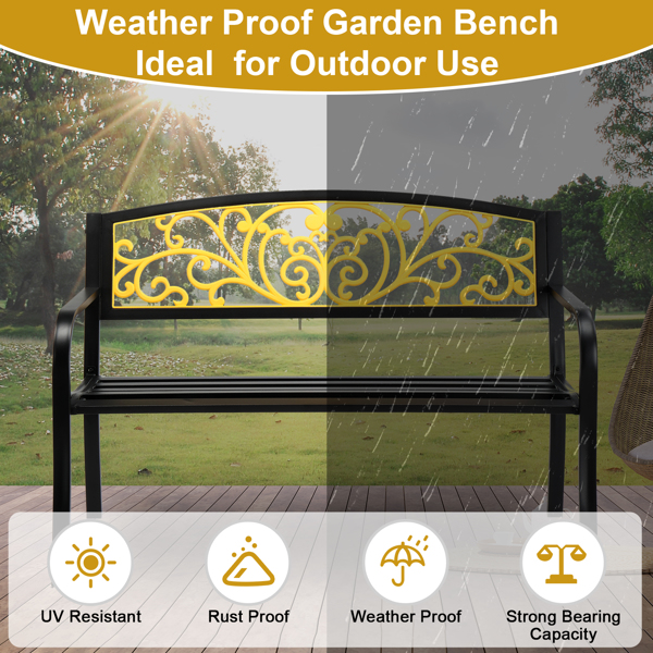 50" Iron Outdoor Courtyard Decoration Park Leisure Bench