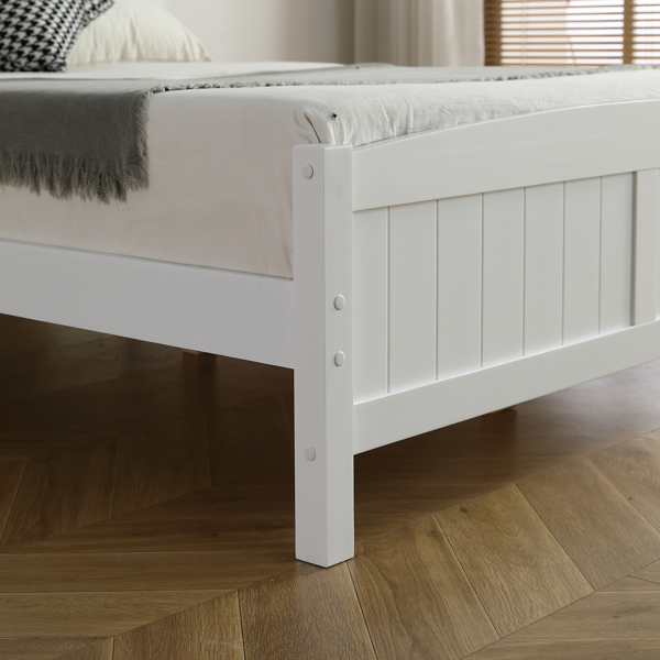 FCH Full Pine Single-Layer Core Vertical Stripe Full-Board Curved Bed Head With The Same Bed Foot Wooden Bed White