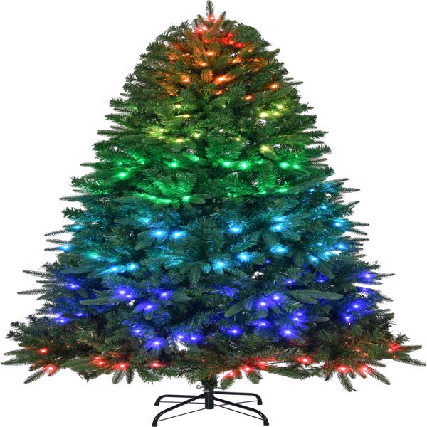 6 FT Pre-lit Artificial Christmas Tree, APP Controlled Xmas Tree Hinged Branches with 330 RGB Lights and 900 Branch Tips, for Holiday Party Store Office Home, Green