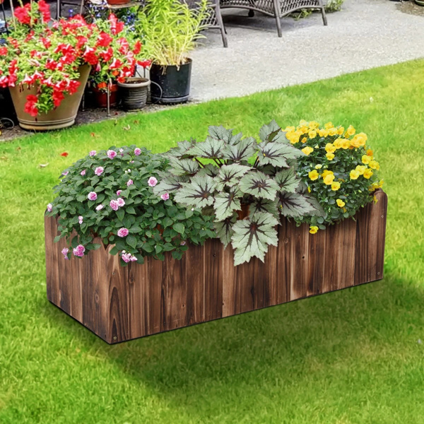 40" x 16" x 12" Raised Planter Box Garden Scalloped Edge Wooden 