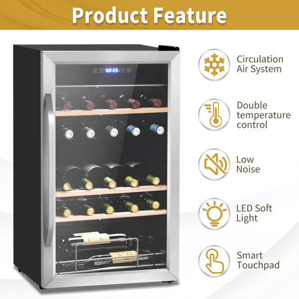 ZOKOP Dual Zone Wine and Beverage Refridgerator, 33 Bottle Wine Fridge with Independent Temperature Control & Glass Door, Freestanding Wine Cooler Chiller for Wine Champagne Beer