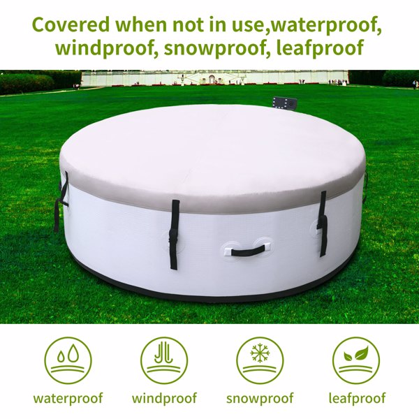 Inflatable hot tub 81.1"*27.9" portable spa pool outdoor spa for 4-6 people with cover equipped with 6 color light beads