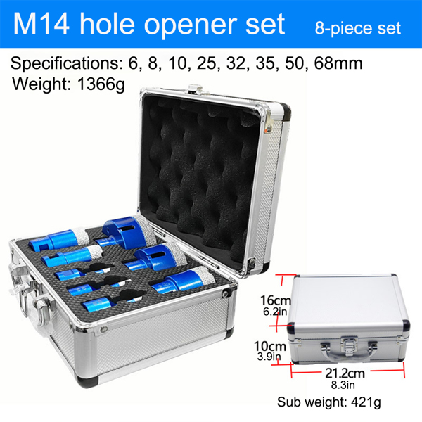 M14 Brazed Diamond Drill Set Ceramic Tile Stone Drilling Angle Grinding Machine Drilling Drill Bit Cross Border Hole Expanding Drill