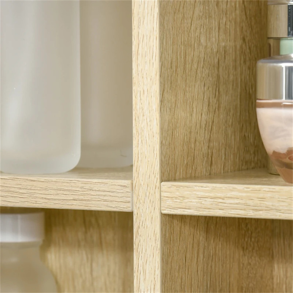 Wall mounted bathroom mirror cabinet with 3 storage shelves