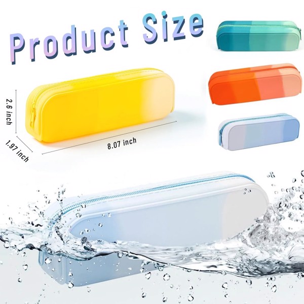 4Pcs Pencil Case Pencil Pouches Silicone Waterproof Pen Bag for School Office Supplies