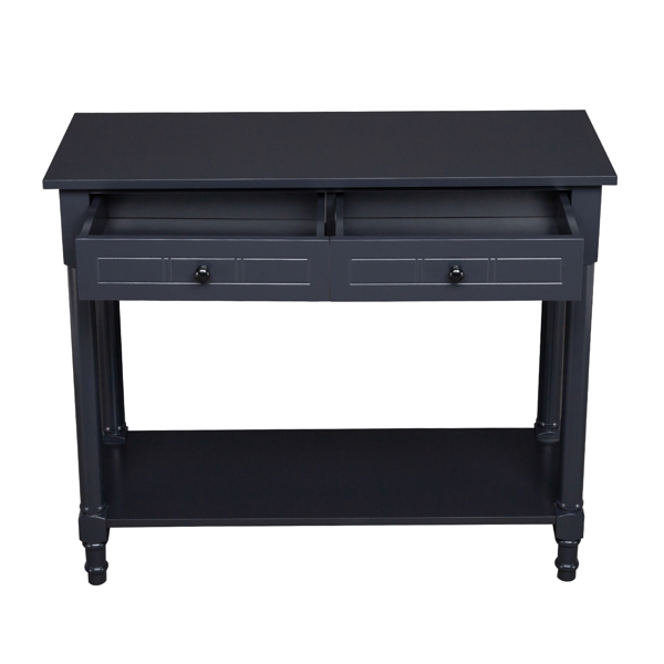 2-Tier Console Table with 2 Drawers， Console Tables for Entryway, Sofa Table with Storage Shelves, Entryway Table Behind Sofa Couch, for Living Room, Kitchen, Black