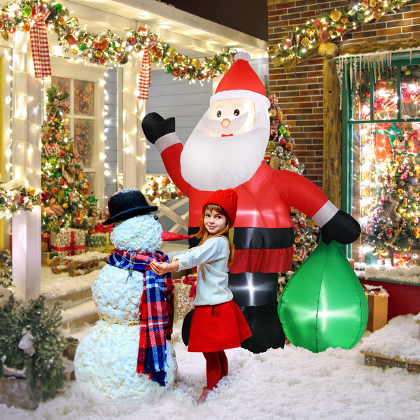 6 FT Lighted Christmas Inflatable Decoration, Inflatable Santa Claus with Large Gift Bag, Funny Blow Up Yard Decorations with Built-in LED Lights for Holiday Party Front Yard Lawn Garden Decor