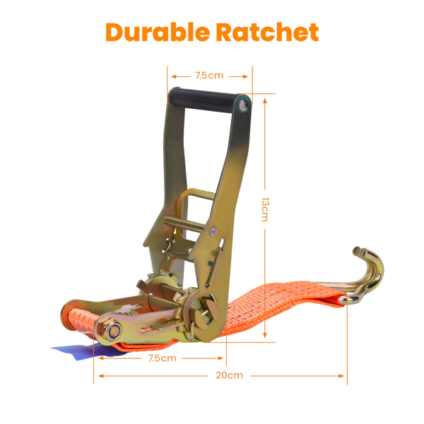 4X Heavy Duty Ratchet Ties Down Straps 38mm 2.9Meter Lashing Cargo Luggage 2Ton