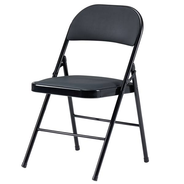 【Old Code：33457557】4pcs Elegant Foldable Iron & PVC Chairs for Convention & Exhibition Black