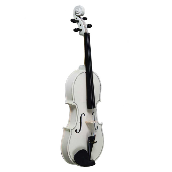 Glarry GV100 4/4 Acoustic Violin Case Bow Rosin Strings Tuner Shoulder Rest White