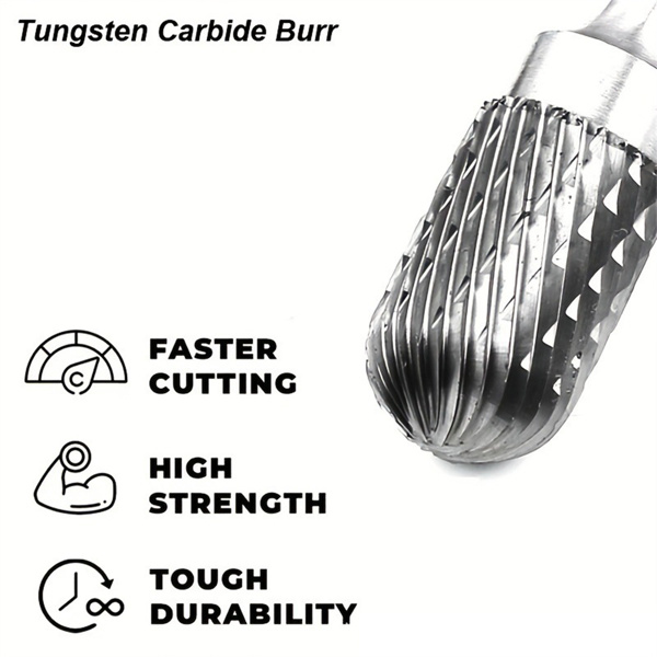 10 Pieces/ set Tungsten Carbide Burr Sleeve 6mm Handle Double Cutting Solid Electric Tool Rotary File Drill Bit for Mold Rotary Tool, Steel Cone Drill Bit Kit, Diamond Drill Bit