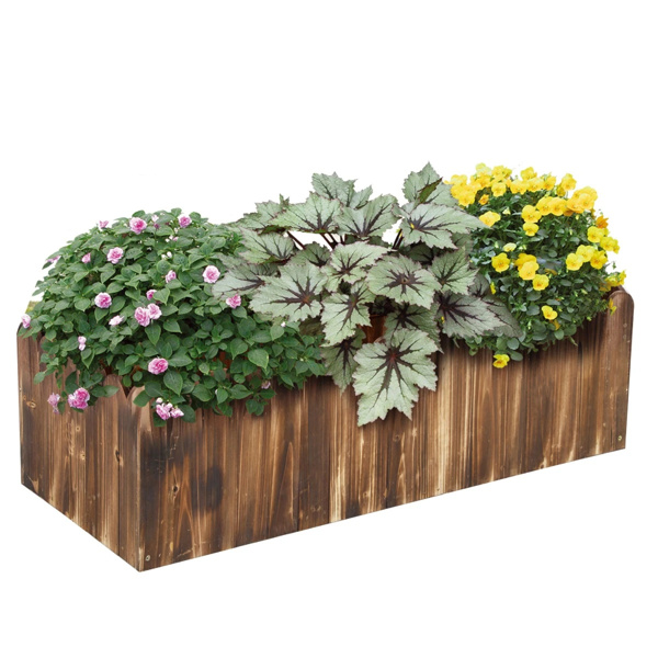 40" x 16" x 12" Raised Planter Box Garden Scalloped Edge Wooden 