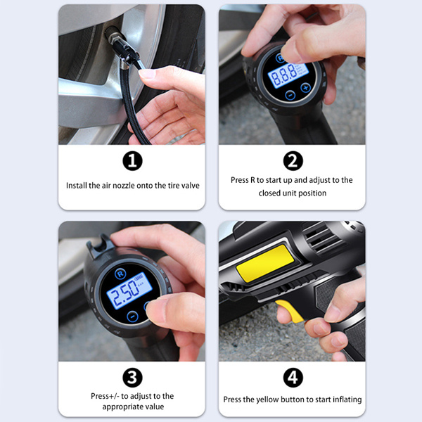 Car Inflator Pump Wireless Portable Inflator Intelligent Digital Display Tire Inflator Pump Fast Inflator - Christmas Gift