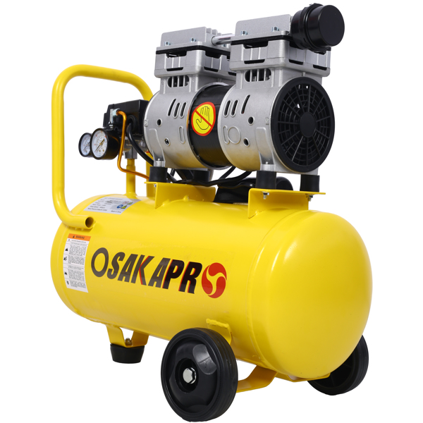 1.5HP Silent Oil-Free Air Compressor 8 Gallon, Oil-Free, Electric Shop Air Compressor Portable,Lightweight with Wheels, 70 dBA Noise Level, with Automatic Drain Valve,Yellow