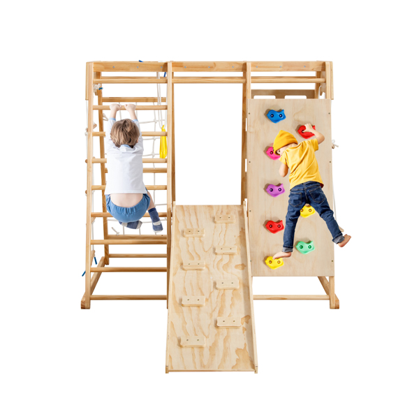 Toddler 8 in 1 Indoor Playground Climbing Toy Set with Slide Swing Climbing Net