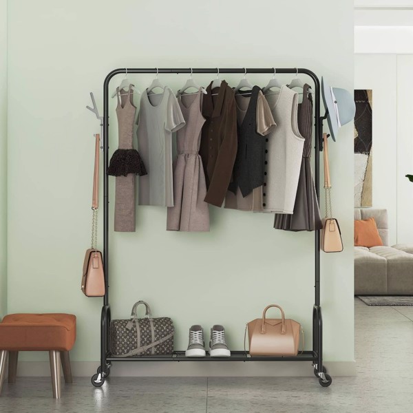 Floor-Standing Metal Coat Rack, Clothing Coat Rack With Bottom Rack, Hanger For Hanging Clothes And Coats