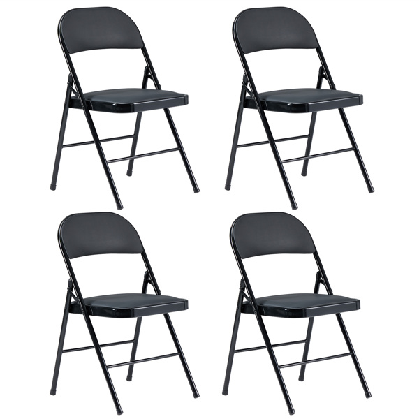 【Old Code：33457557】4pcs Elegant Foldable Iron & PVC Chairs for Convention & Exhibition Black