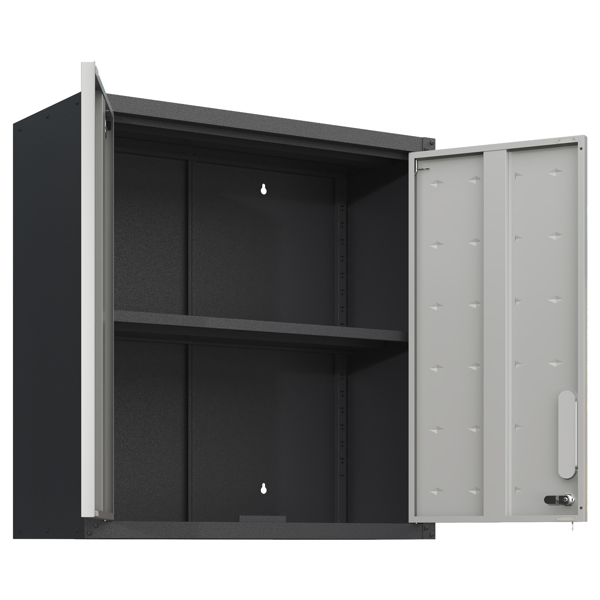 Metal Wall-Mounted Tool Storage Cabinet with Locking Door and 1 Shelf 1 Opened Drawer for Garage Warehouse,Office,Assembly Required