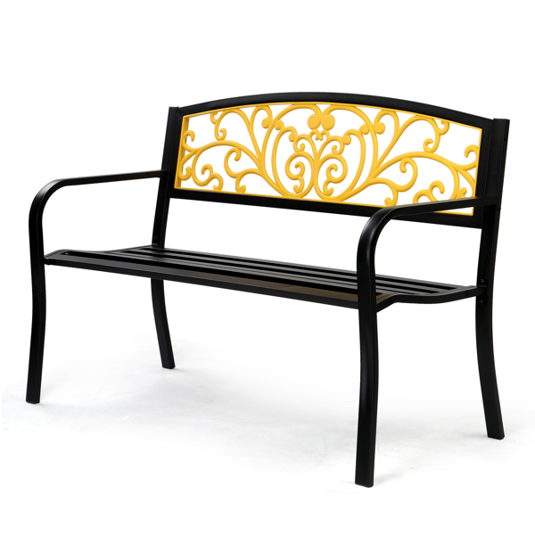 50" Iron Outdoor Courtyard Decoration Park Leisure Bench