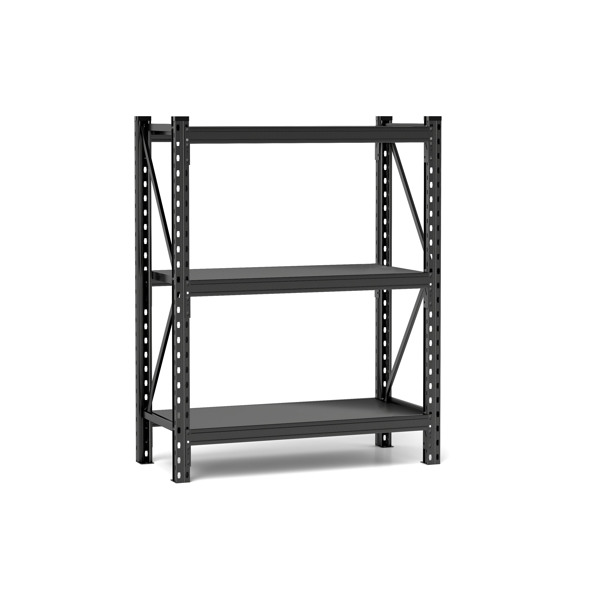 3-Tier Industrial Shelving Rack - 47in, Heavy Duty Steel Shelving Unit Adjustable, 51.2" W*23.6" D*47.3"H, Black, Requires Assembly