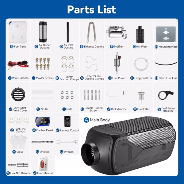 Diesel Heater 8KW 12V-24V Portable Diesel Air Heater with Muffler, Remote Control, LCD Monitor, Fast Heating Defrost Defog for Campers, Truck, RV, Boat, Garage