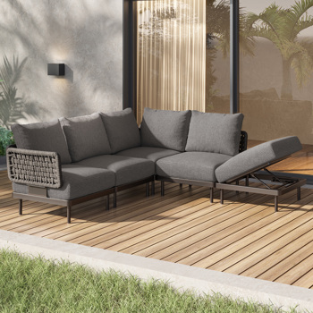 85.9 Wide Patio Outdoor Sofa and Adjustable Recliner