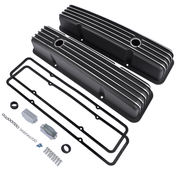 Valve Covers Fabricated Aluminum Polished for Chevy Small Block 283 302 305 327 350 400 1958-1986 Black