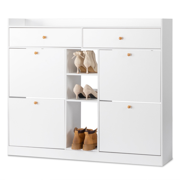 FCH 4 Drawers 2 Drawers with Top Baffle Shoe Cabinet Particle Board 128*25*107cm White