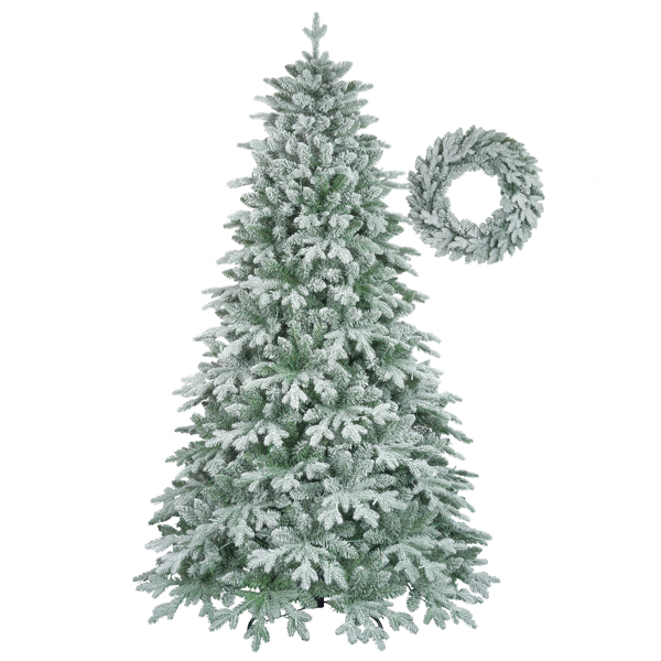 7ft Lighted Artificial Christmas Tree with Wreath Set of 2 , Christmas Tree Holiday Decoration, Creative Decorated Trees, Xmas Tree Christmas Decorations for Christmas