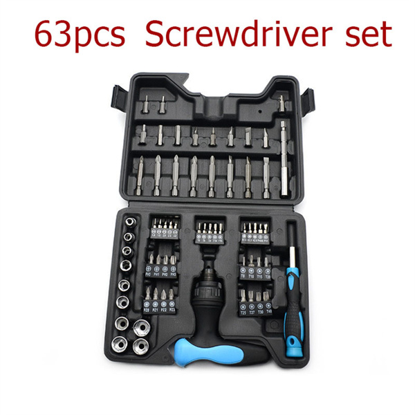 63pcs Combination Screwdriver Set with Straight Cross Plum Blossom Six Purpose Ratchet for Household Small Multifunctional Screwdriver - with Shell, Professional and Durable Maintenance Tool Kit