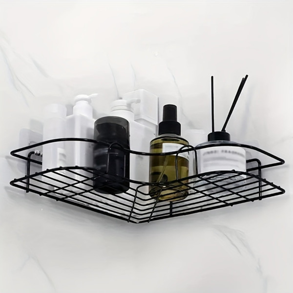 2pcs Wall Mounted Bathroom Shelf, Shower Caddy Rack, No Punching Triangle Storage Rack For Bathroom Kitchen, Bathroom Accessories