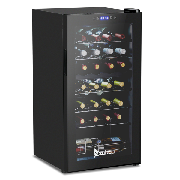 ZOKOP Dual Zone Wine and Beverage Refridgerator, 28 Bottle Wine Fridge with Independent Temperature Control & Glass Door, Freestanding Wine Cooler Chiller for Wine Champagne Beer