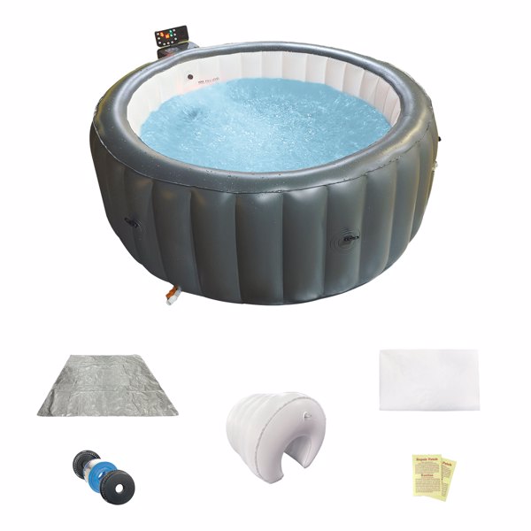 Inflatable hot tub 70.8"*27.9" portable spa pool outdoor spa for 2-3 people with cover equipped with 6 colors of light beads