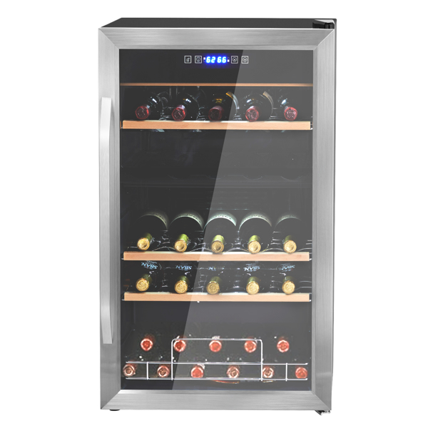 ZOKOP Dual Zone Wine and Beverage Refridgerator, 33 Bottle Wine Fridge with Independent Temperature Control & Glass Door, Freestanding Wine Cooler Chiller for Wine Champagne Beer