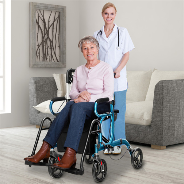 Practical Folding Rolling Walker Transport Wheelchair 