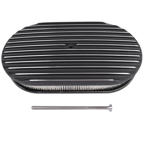 15" Oval Full Finned Black Aluminum Air Cleaner Filter Fits SB & BB Chevy Ford