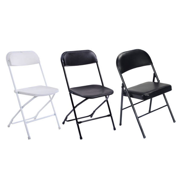 【Old Code：33457557】4pcs Elegant Foldable Iron & PVC Chairs for Convention & Exhibition Black