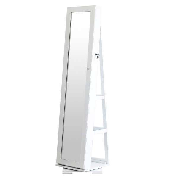 360 Degree Rotation Full-Body Mirror Cabinet PVC Film Moisture-Proof Dressing Mirror Cabinet Super Storage Jewelry Storage Mirror Cabinet White
