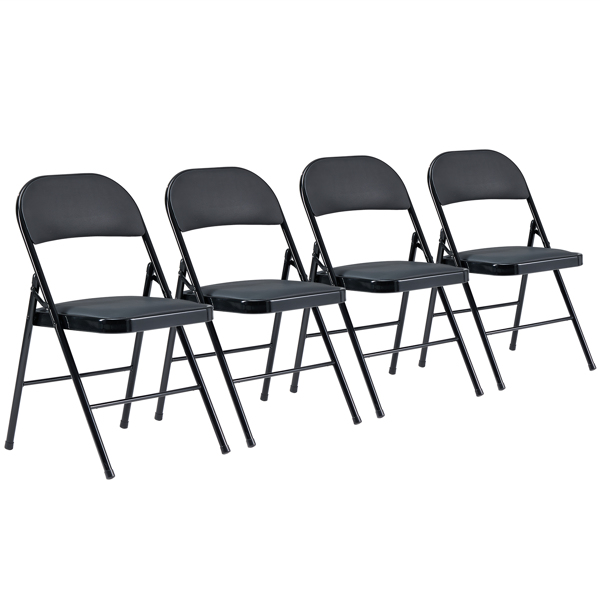 【Old Code：33457557】4pcs Elegant Foldable Iron & PVC Chairs for Convention & Exhibition Black