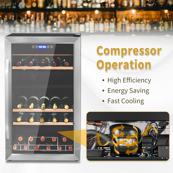 ZOKOP Dual Zone Wine and Beverage Refridgerator, 33 Bottle Wine Fridge with Independent Temperature Control & Glass Door, Freestanding Wine Cooler Chiller for Wine Champagne Beer