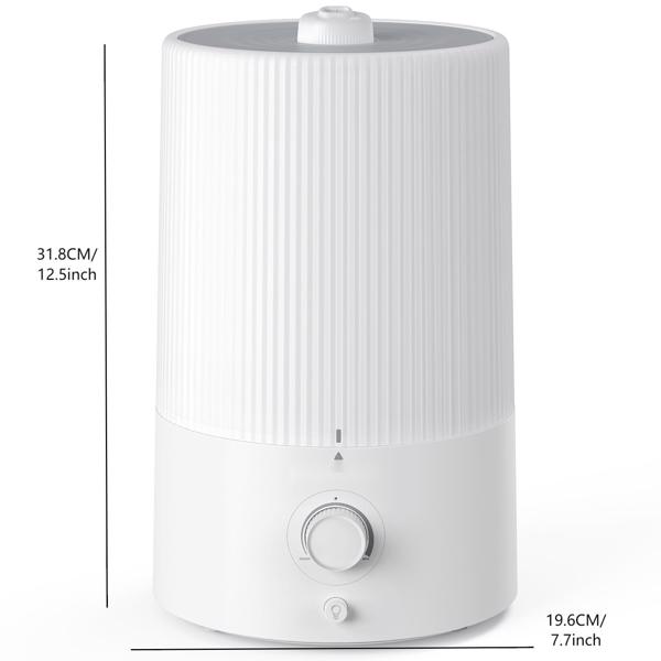 4L Top Fill Ultrasonic Cool Mist Humidifiers for Bedroom, with Oil Diffuser and Nightlight, for Baby Nursery & Plants, for Large Room, Lasts Up to 50 Hours, Auto Shut-Off