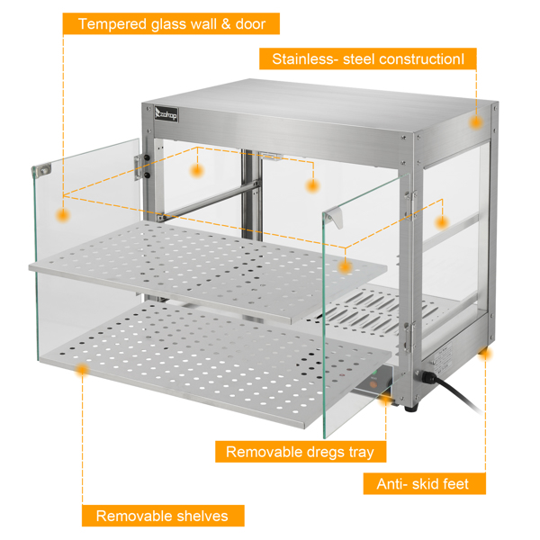 110.00V 800.00W Two Layers Stainless Steel Color Stainless Steel/Tempered Glass Warming Cabinet