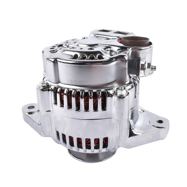 Chrome Mini Alternator Fits For GM Denso Style 12 Volt V-Belt 1 Wire Street Race