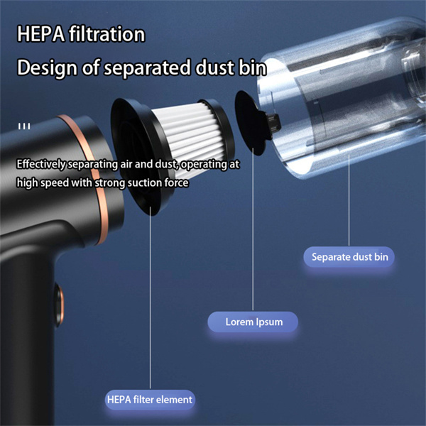 Blow and Suction Integrated Handheld Dust Blower Three in One for Car Use, High-speed Whirlwind Suction Wireless Vacuum Cleaner Rechargeable Strong Suction Vacuum Cleaner Suitable for Cars/ offices