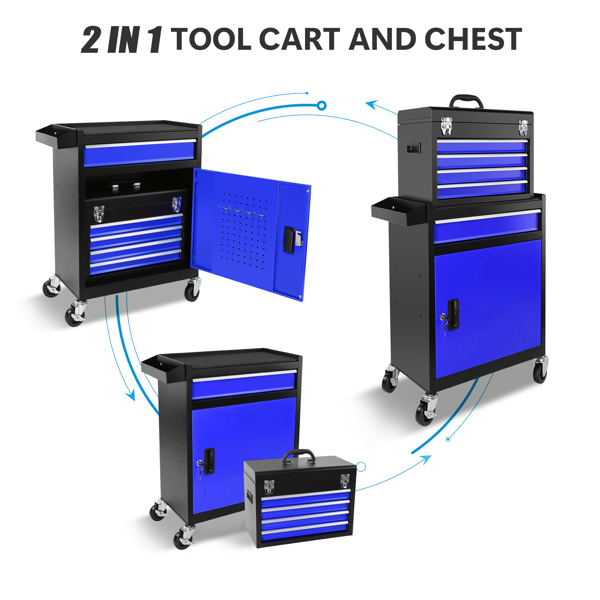 5-Drawer Rolling Tool Chest, High Capacity Tool Storage Cabinet W/Lockable Wheels, Anti-Slip Liner, Detachable Tool Box Organizer, Rolling Tool Cabinet