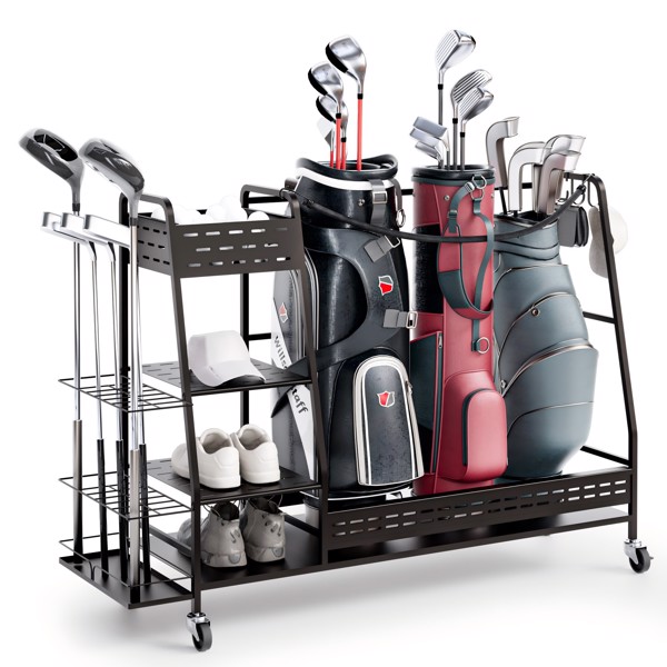 Golftasche Lagerung Garage Veranstalter, Golf Tasche Stand fit für 3 Golfbag, Extra große Größe Golf Tasche Veranstalter Stand und Golf Ausrüstung Rack für Garage, Club, Keller