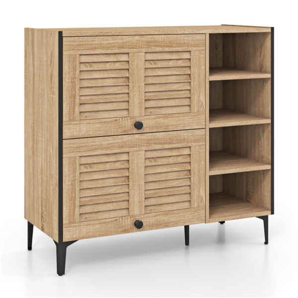 Entry shoe cabinet with adjustable shelf and flip door