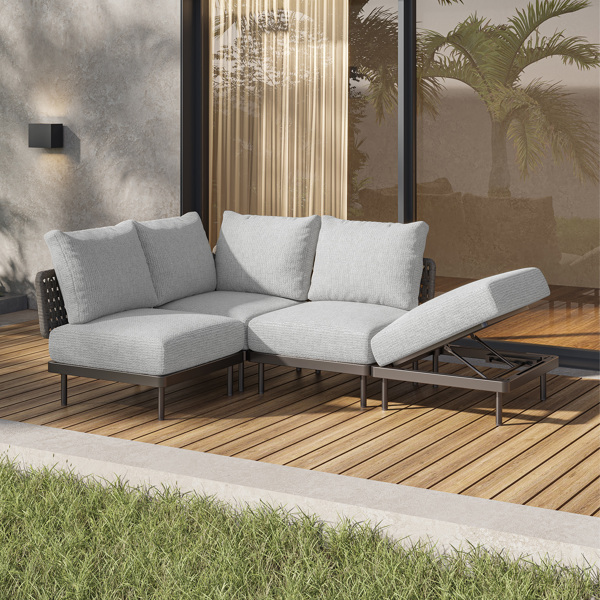 85.9 Wide Patio Outdoor Sofa and Adjustable Recliner