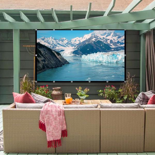 60-120 "portable foldable HD anti-wrinkle projection screen, movie projection screen 16:9 indoor and outdoor projection double-sided video projection screen for home theater, parties, offices, classro